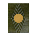 Moss Green Gold Circle Geometric Hand Tufted Wool Rug