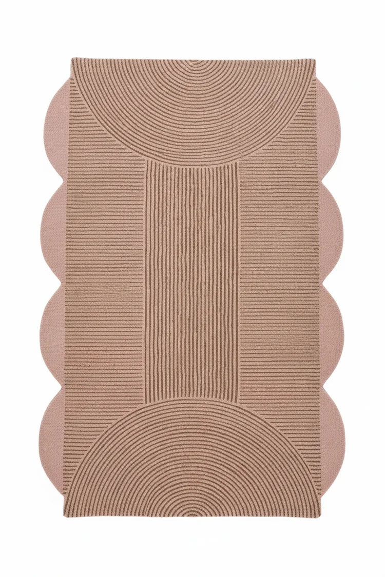 Pink Scallop Arch Geometric Hand Tufted Wool Rug