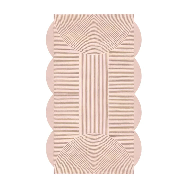 Pink Scallop Arch Geometric Hand Tufted Wool Rug