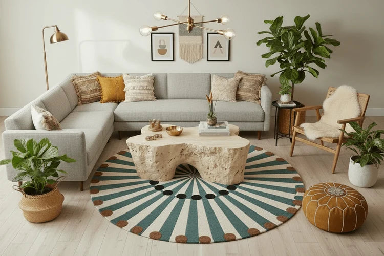 Vintage Carnival Hand Tufted Round Rug